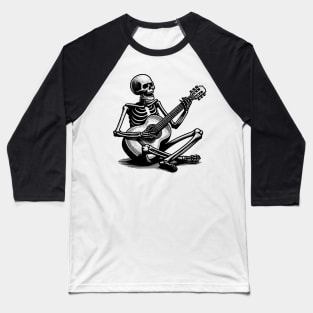 Skeleton Playing Guitar Baseball T-Shirt